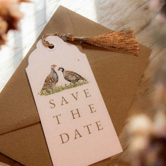 Partridge Save the Date Tags