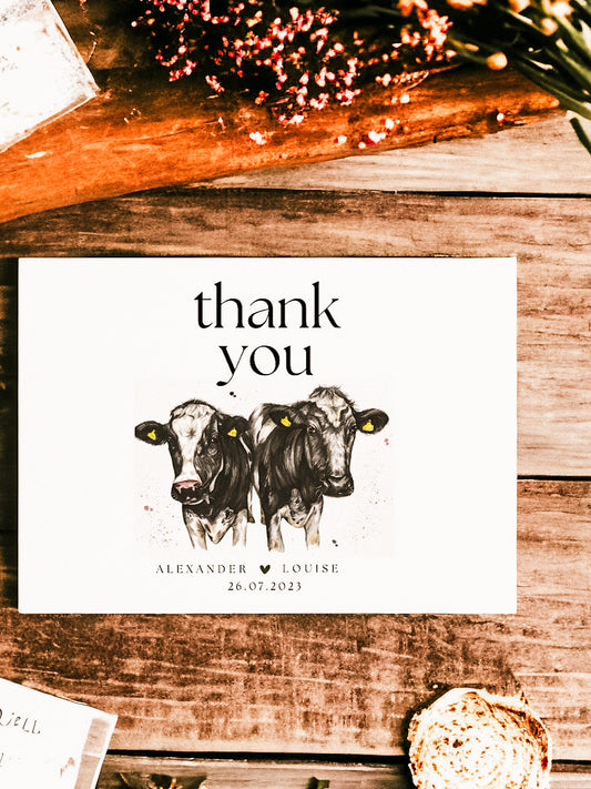 Dairy Cow Thank You Card (Holstein Friesian)