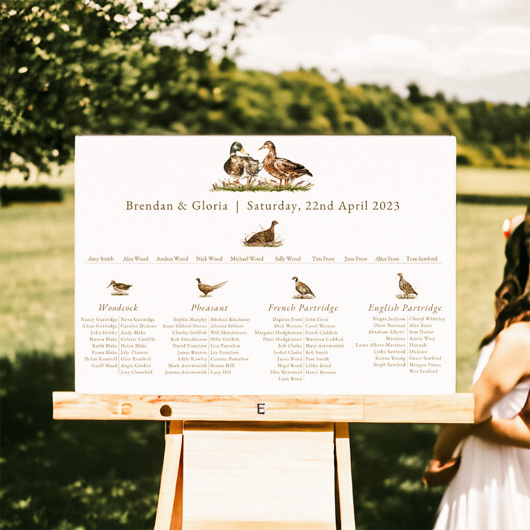 Game Bird Table Plan Sign