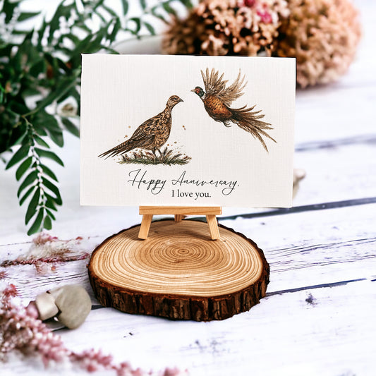 Happy Anniversary I Love You Pheasant Greeting Card