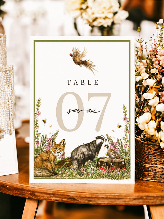 Woodland Animals Table Name/Number