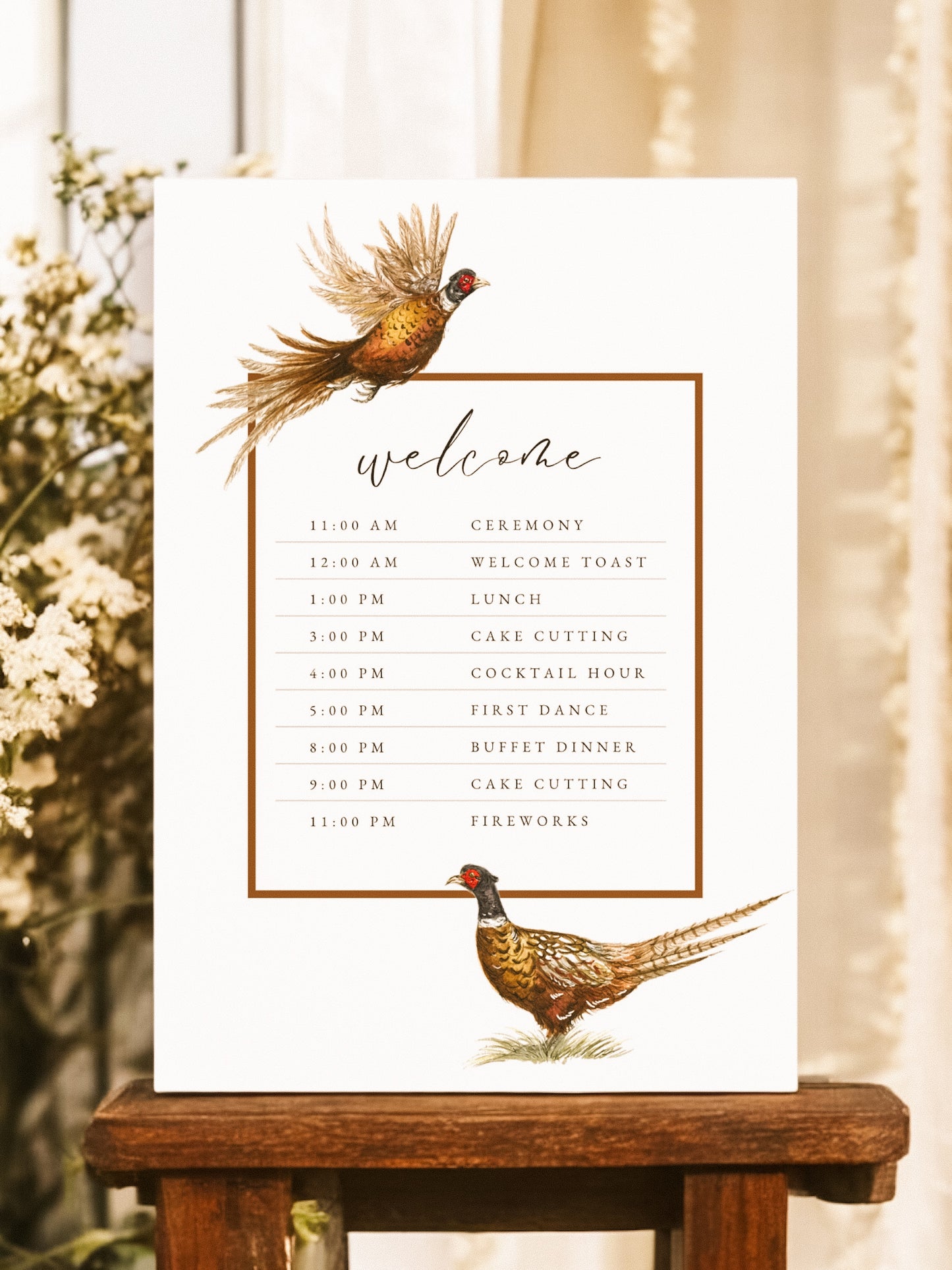 Two Pheasants Order of the Day Sign