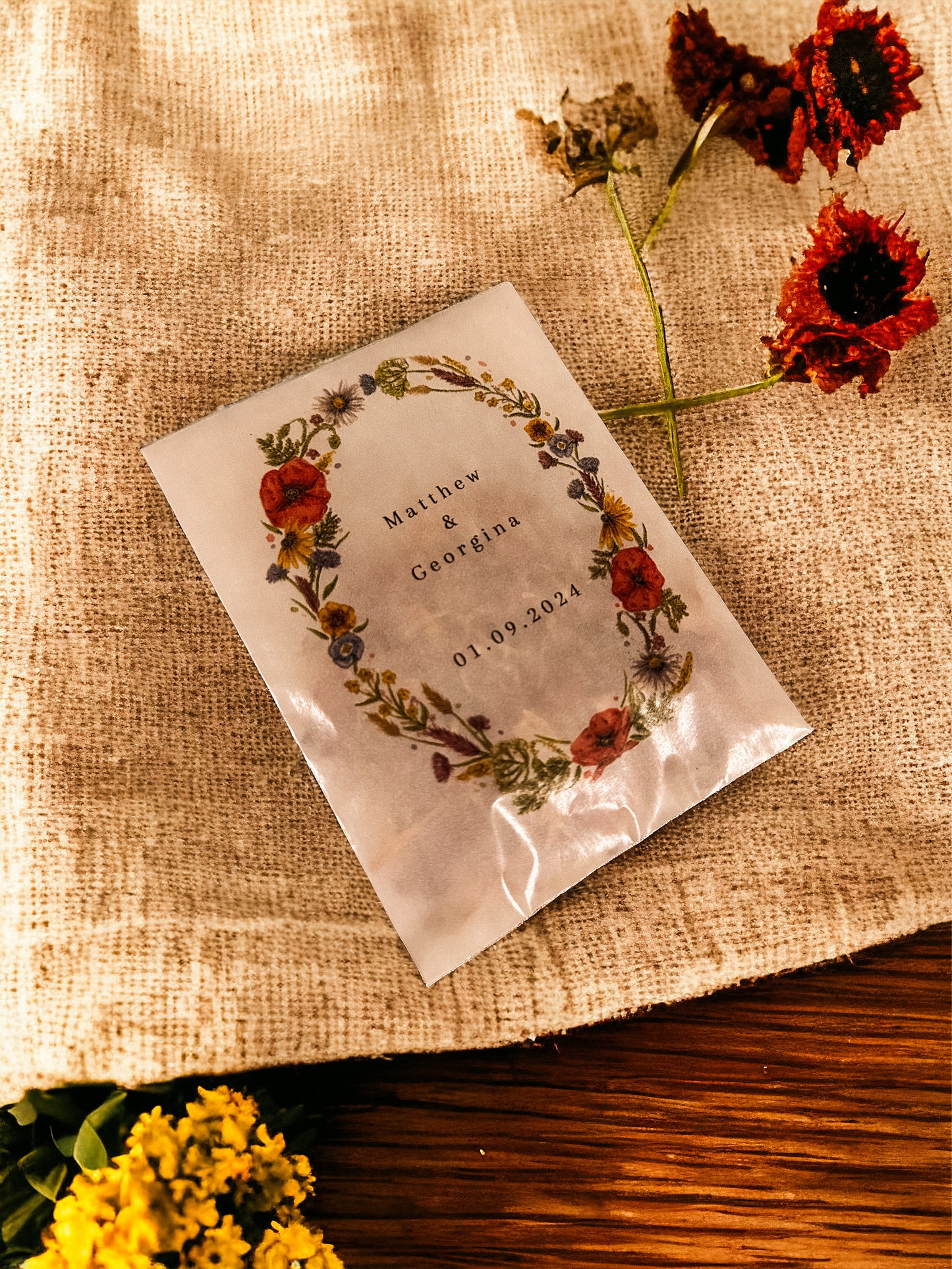 Printed Confetti Pouches - filled with dried flowers