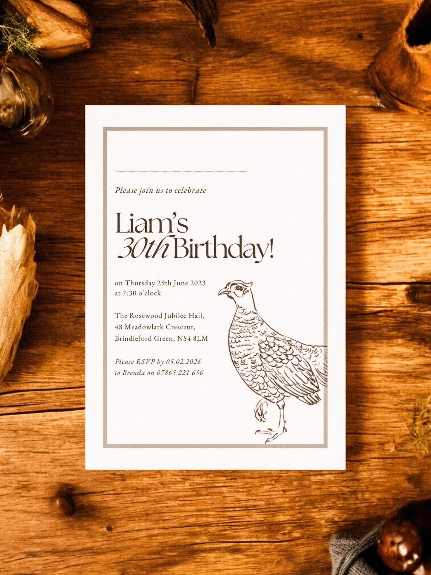 Pheasant Birthday Invitation