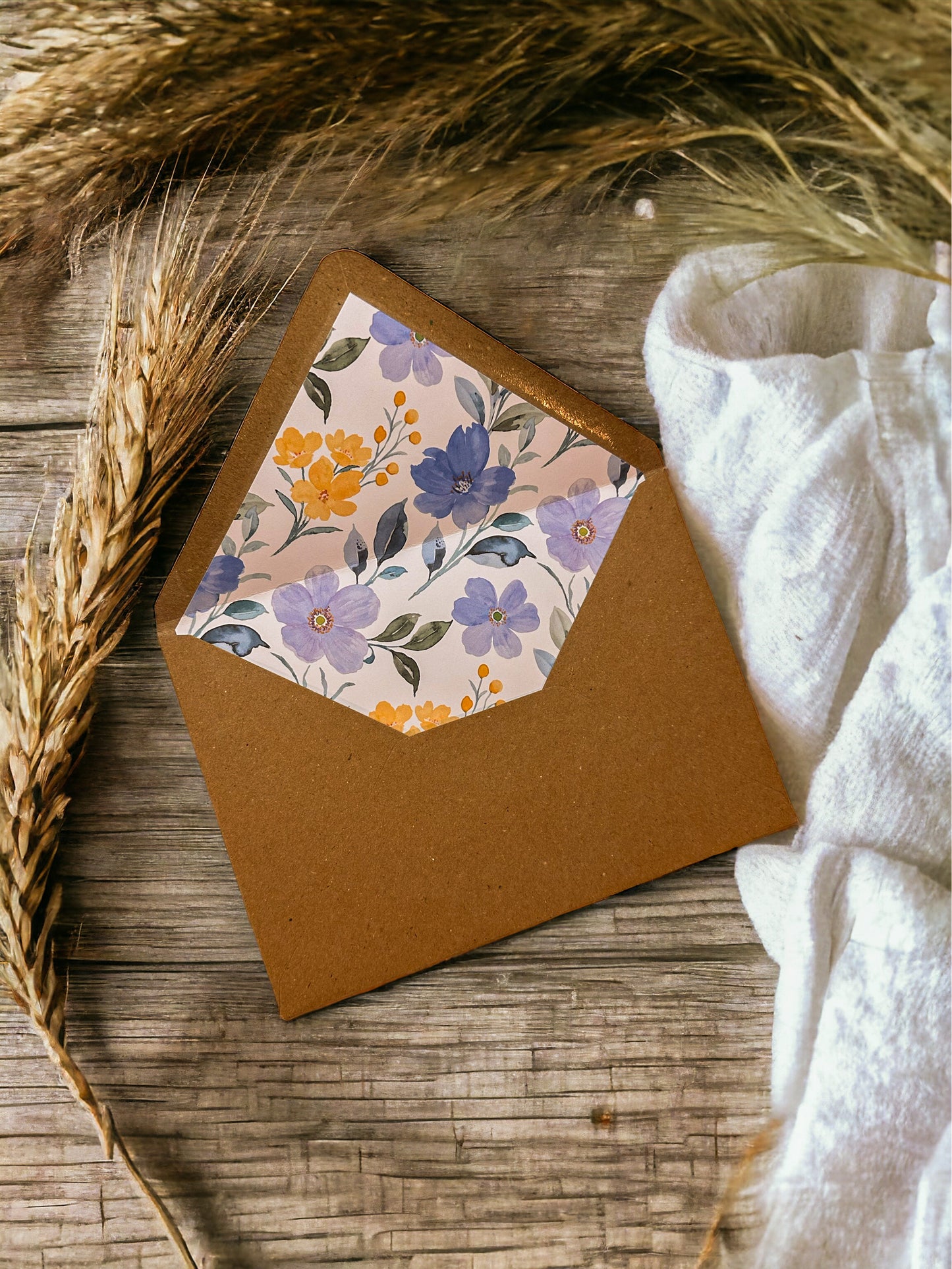Envelope Liner - Blue Flowers