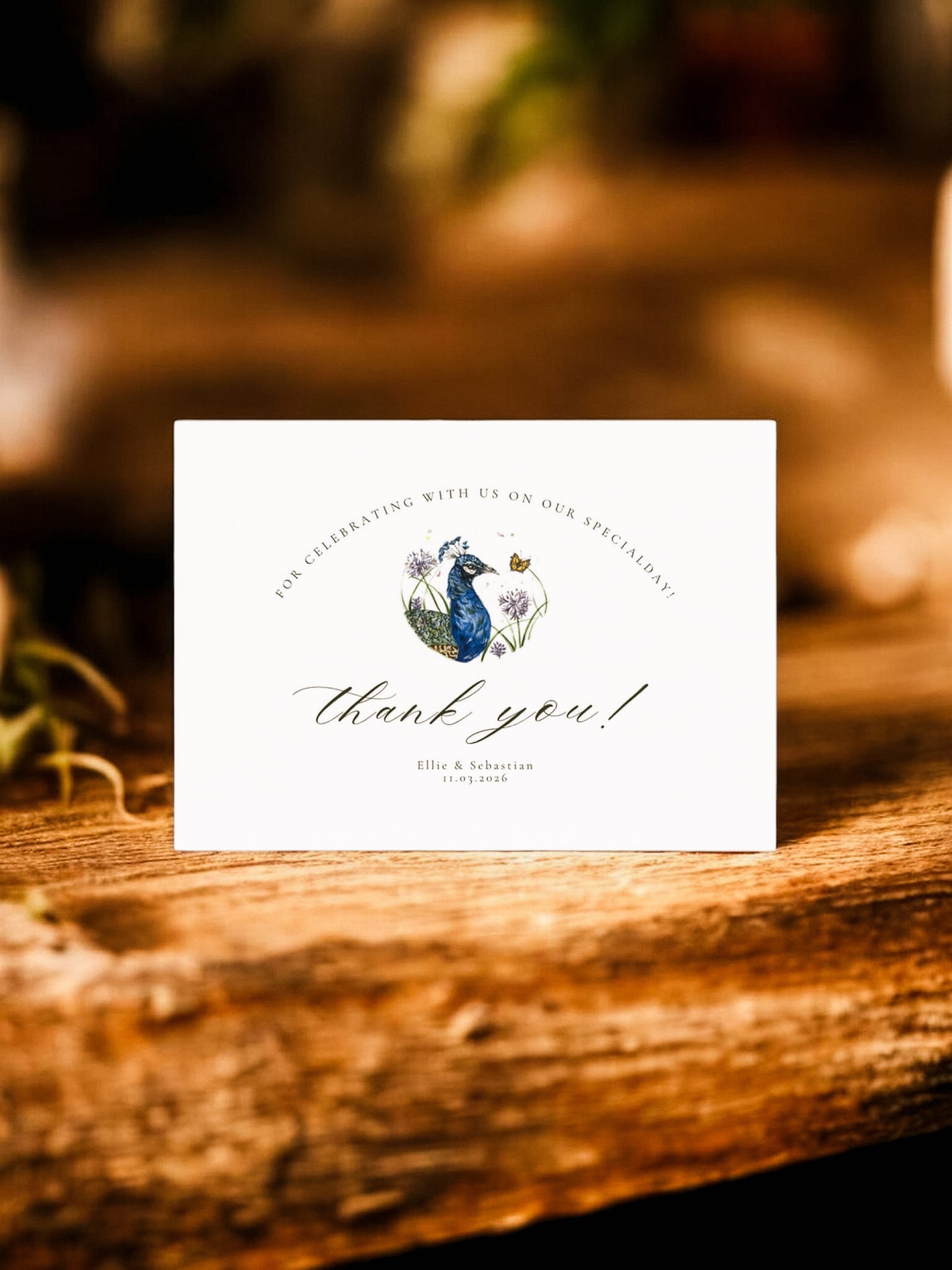 Peacock Thankyou Card