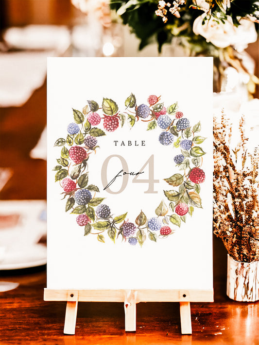 Raspberry Wreath Table Name/Number