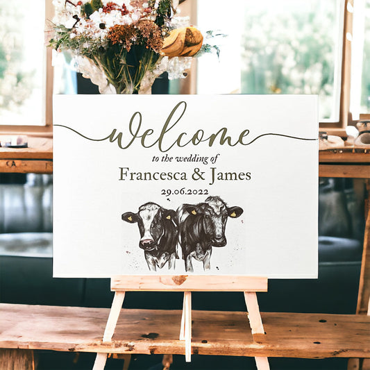 Dairy Cow Holstein Friesian wedding welcome sign