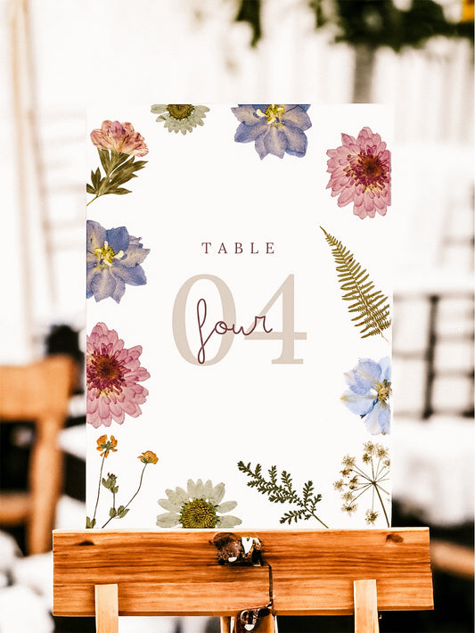 Pressed Flower Table Name/Number
