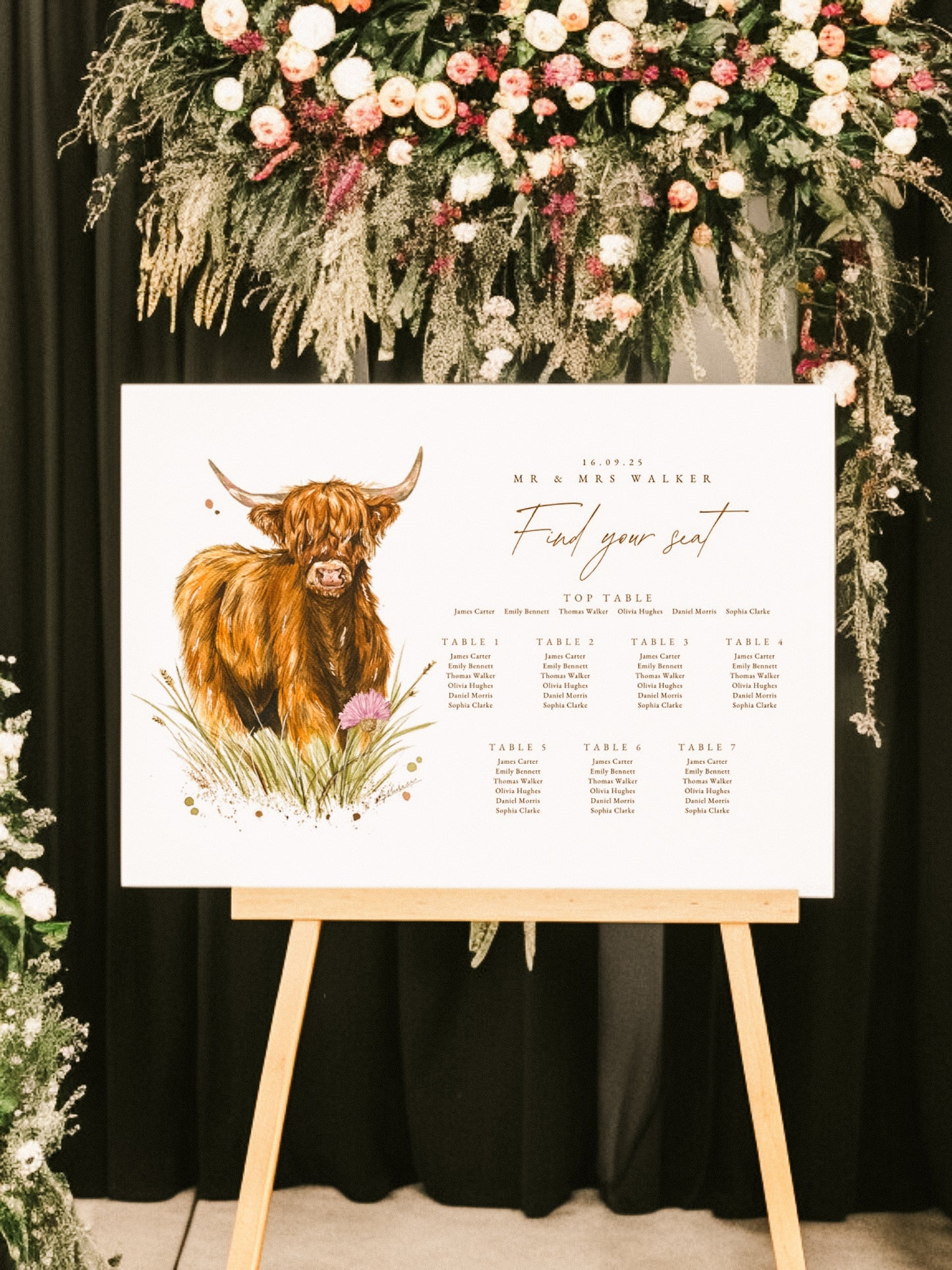 Highland Cow Seating/Table Plan