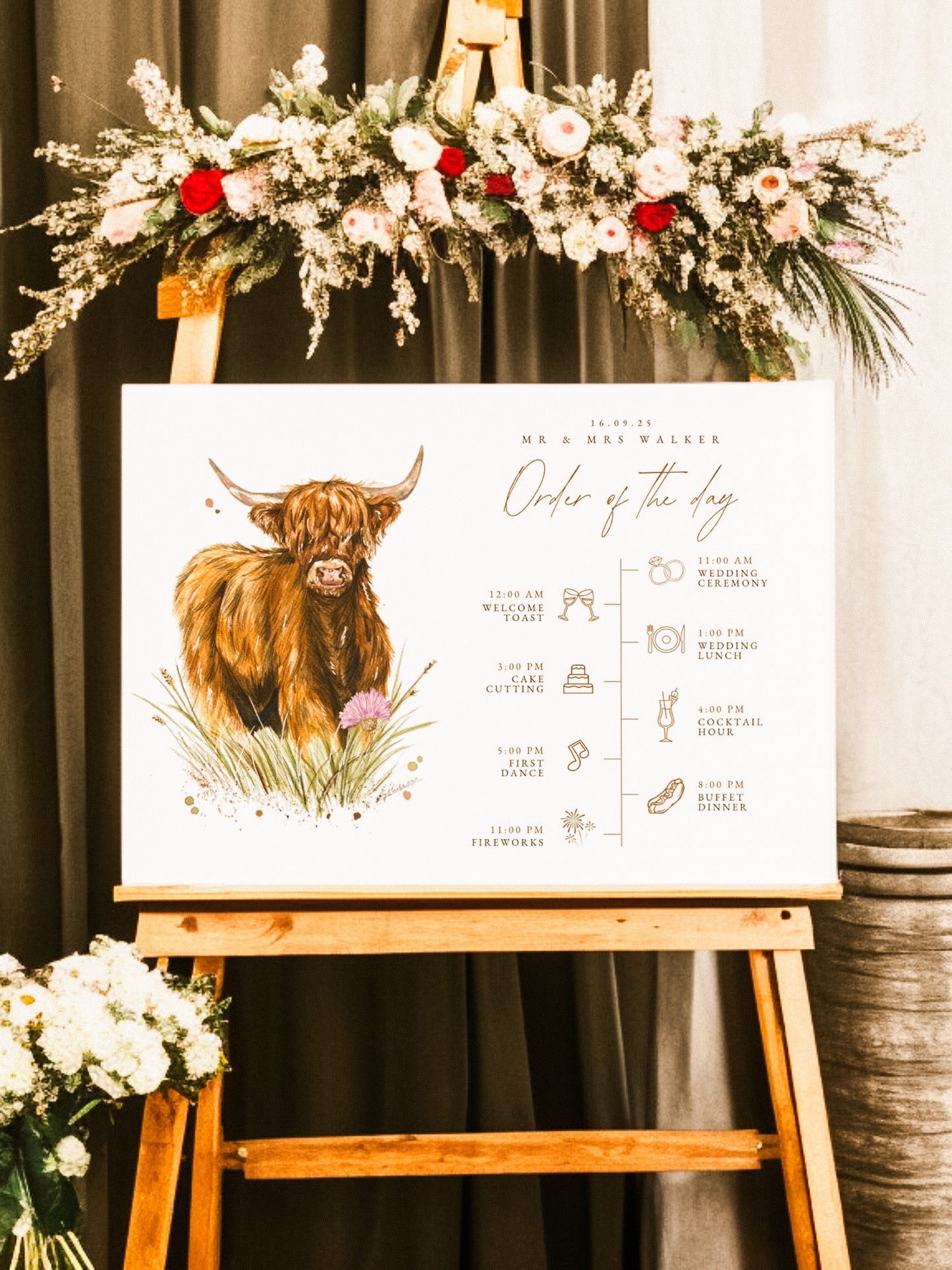 Highland Cow Order of the Day Sign