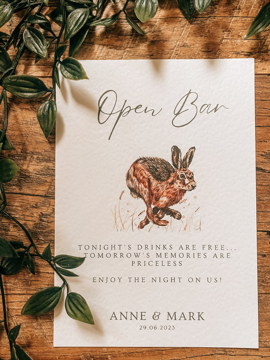 Open Bar - Wedding Sign