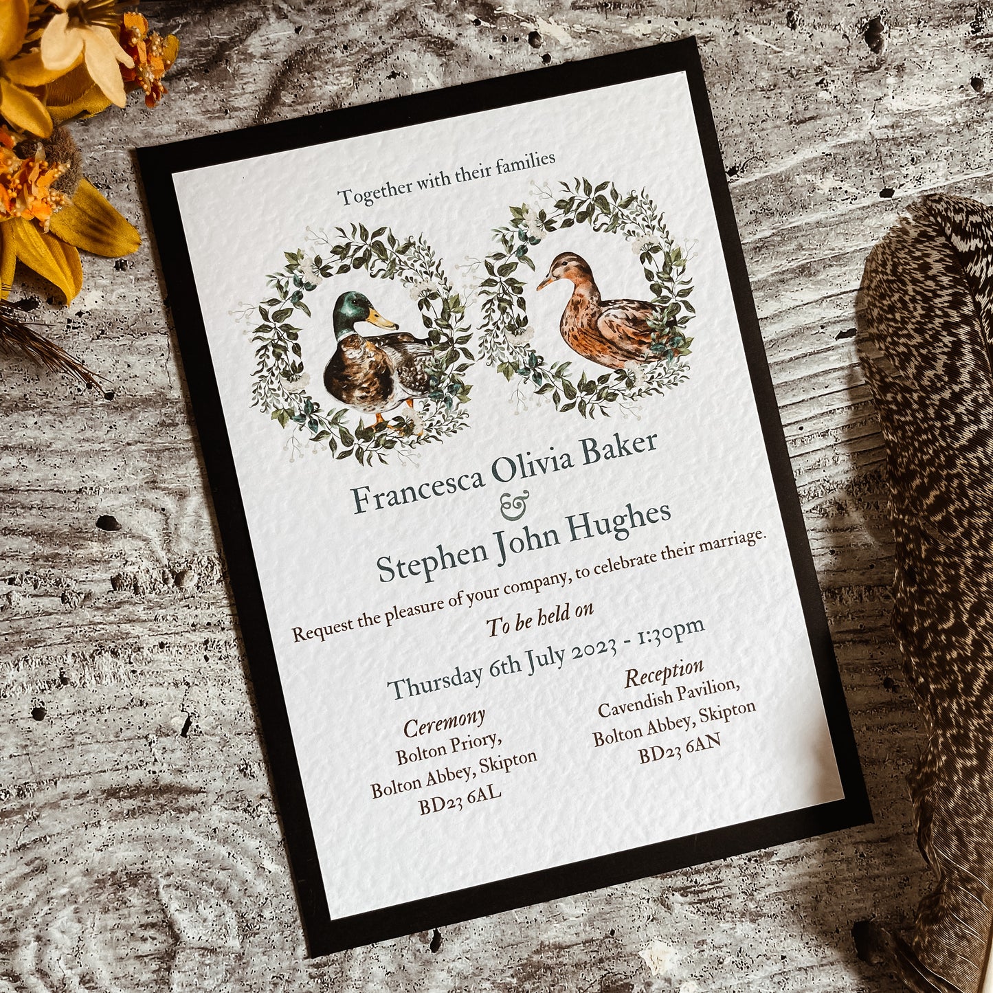 Peeking Wreath full range, Wedding Invitation, Evening, RSVP, Information, Menu