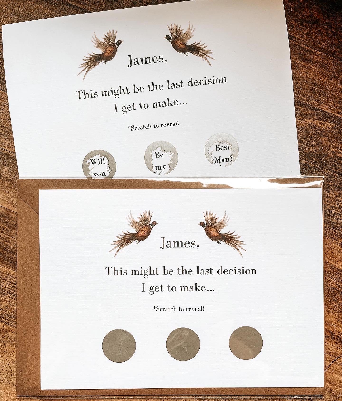 Pheasant Scratch off Groomsman / Best Man / Page Boy / Ring Bearer Card