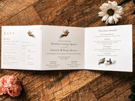Trifold Pheasant invitation