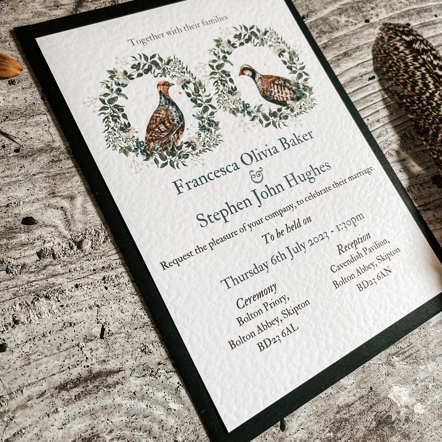 Peeking Wreath full range, Wedding Invitation, Evening, RSVP, Information, Menu