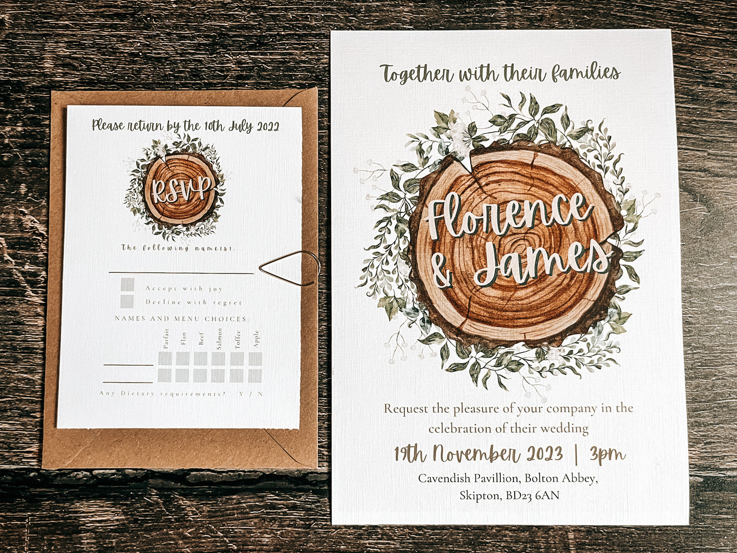 Tree Stump Invitation / RSVP