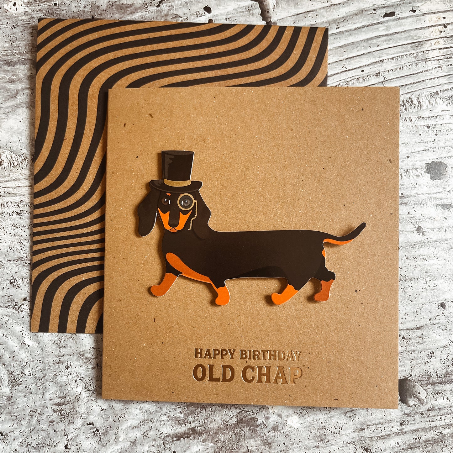 Happy birthday Old Chap Dachshund 3D Card