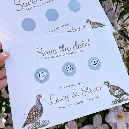 Game Birds Save the Date, Scratch Off!
