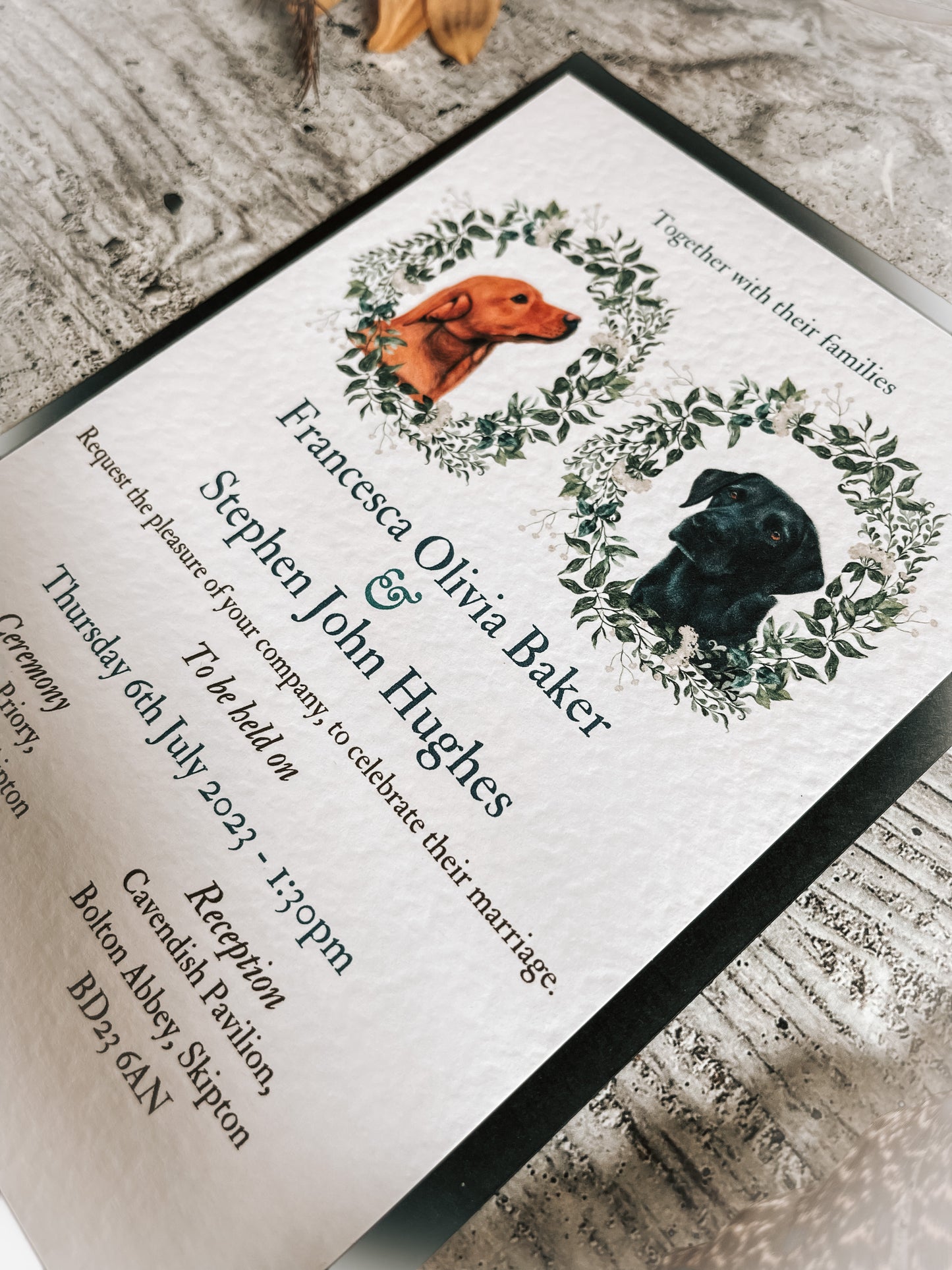 Peeking Wreath full range, Wedding Invitation, Evening, RSVP, Information, Menu