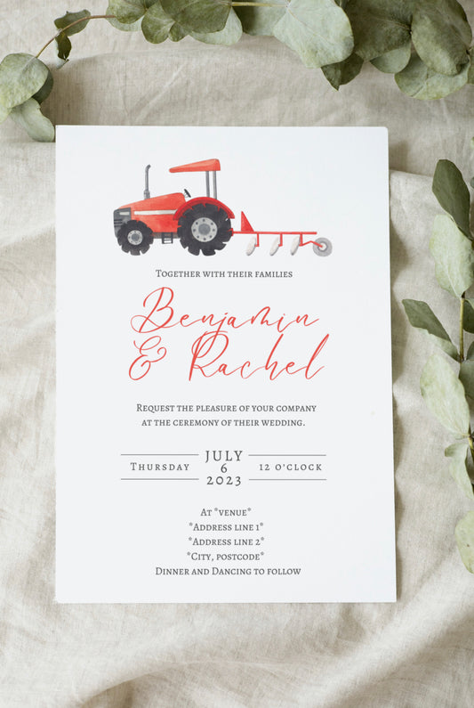 Tractor Wedding Invitation
