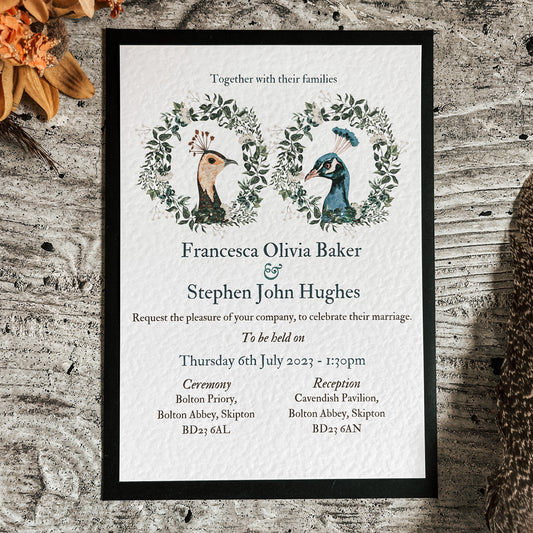 Peeking Wreath full range, Wedding Invitation, Evening, RSVP, Information, Menu