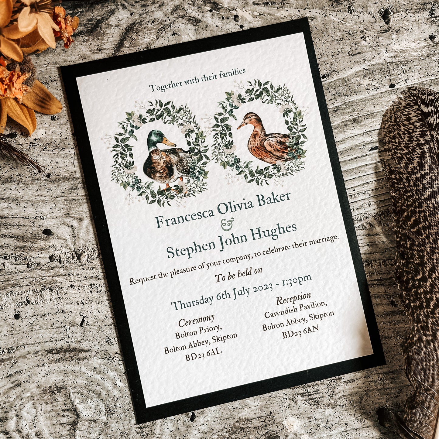 Peeking Wreath full range, Wedding Invitation, Evening, RSVP, Information, Menu