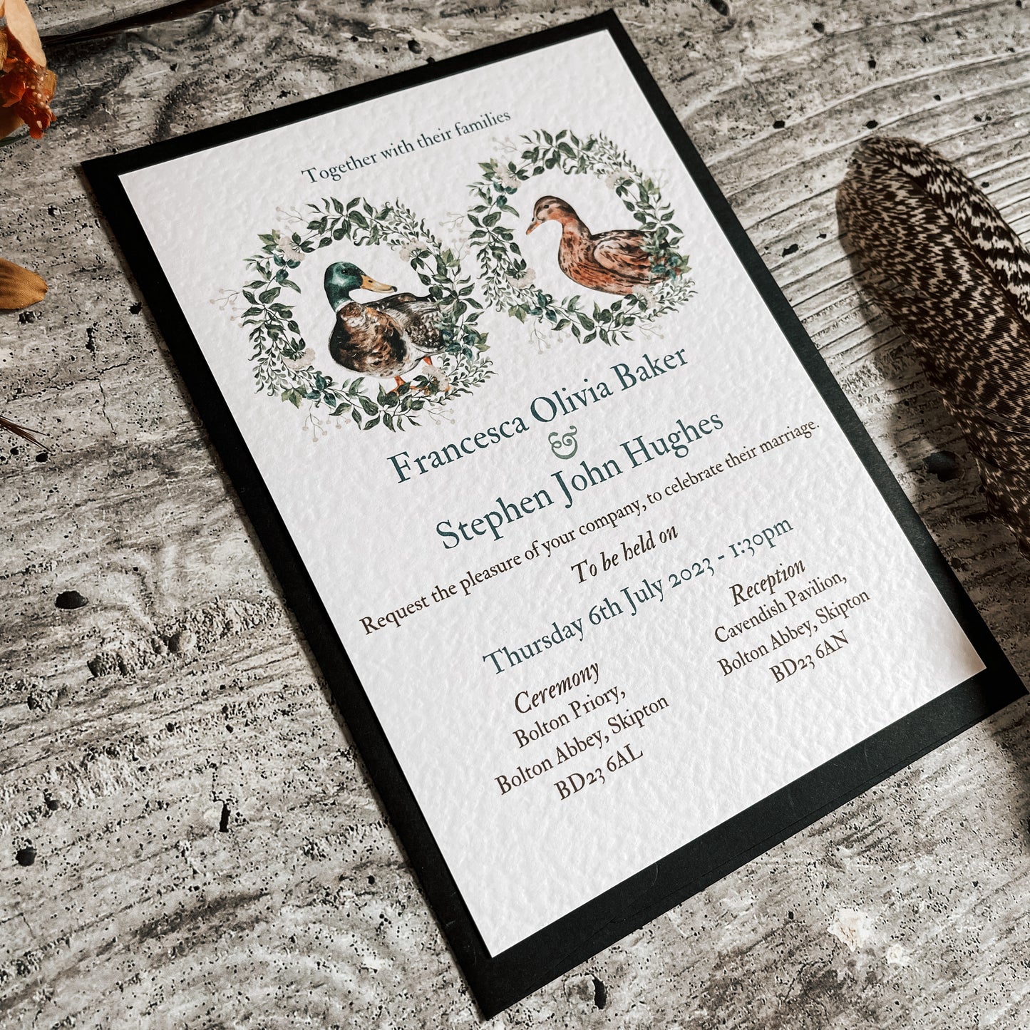 Peeking Wreath full range, Wedding Invitation, Evening, RSVP, Information, Menu