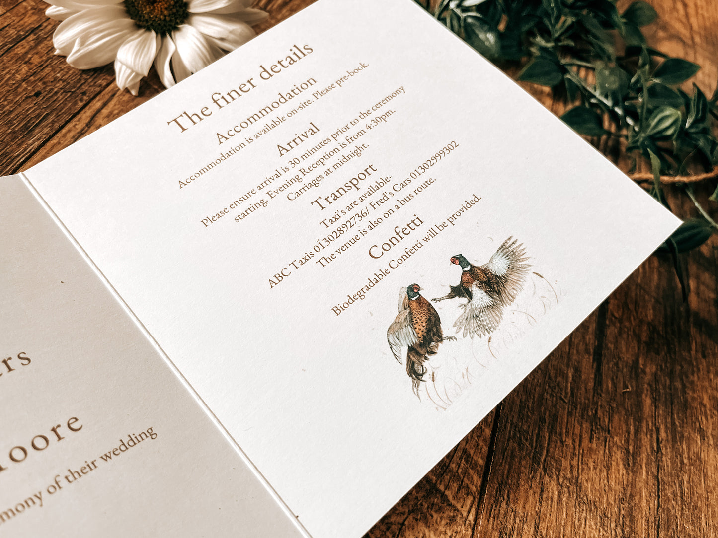 Trifold Pheasant invitation