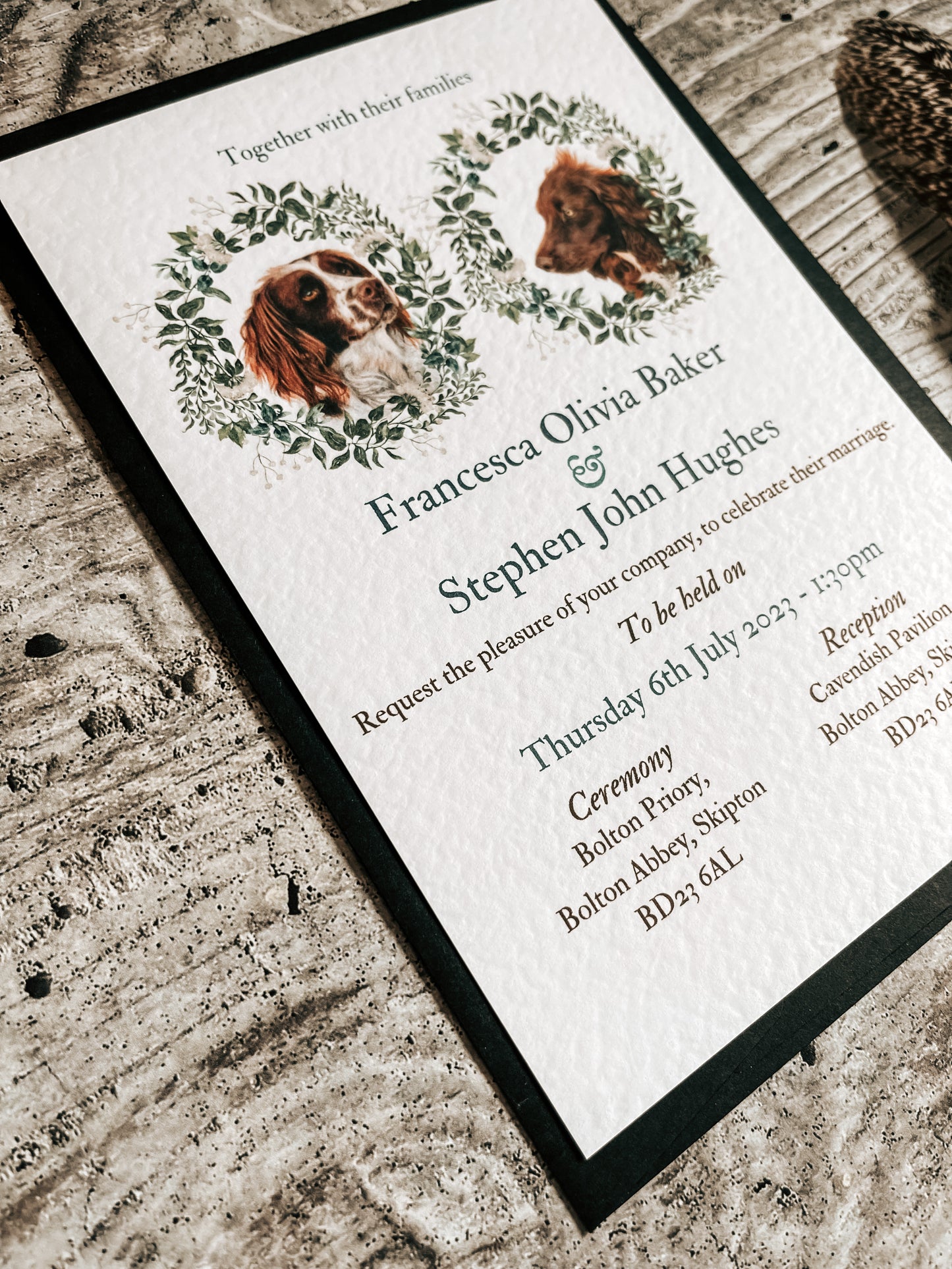 Peeking Wreath full range, Wedding Invitation, Evening, RSVP, Information, Menu