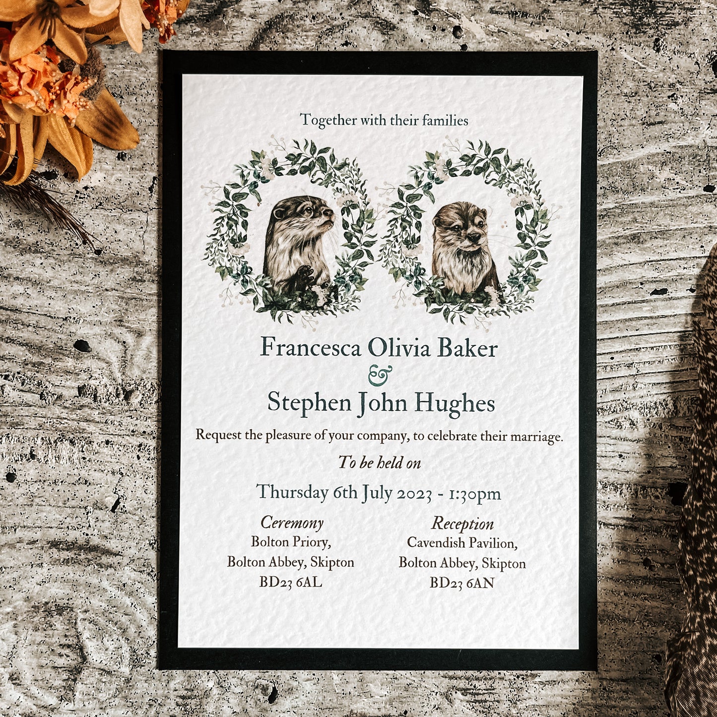 Peeking Wreath full range, Wedding Invitation, Evening, RSVP, Information, Menu