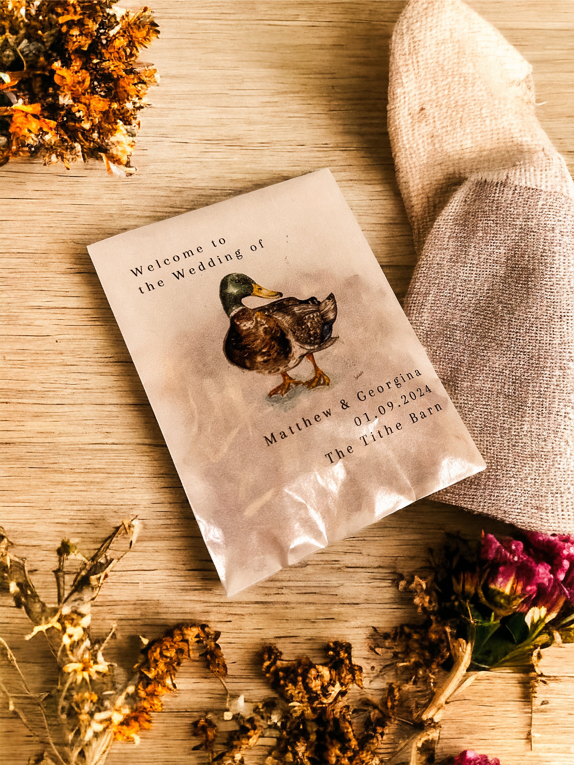 Printed Confetti Pouches - filled with dried flowers