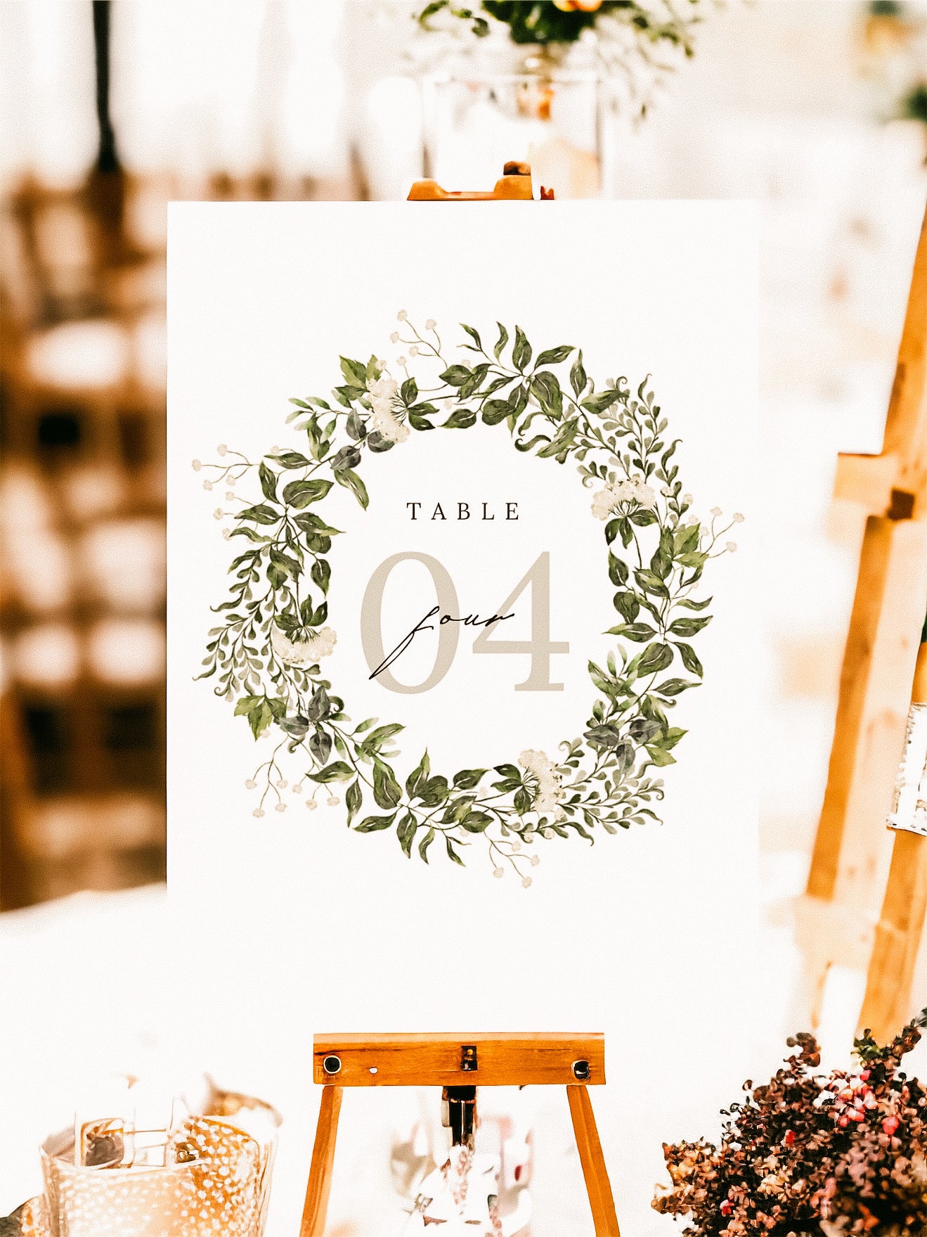 Greenery Wreath Table Name/Number