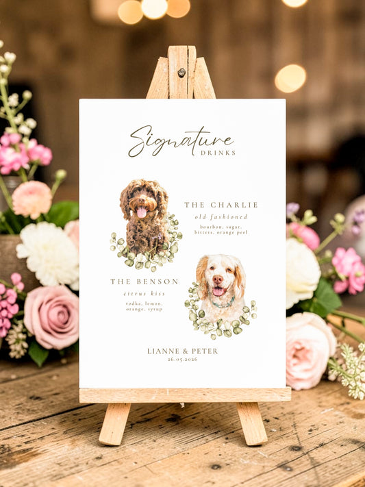 Signature Drink (two dogs) - Wedding Sign
