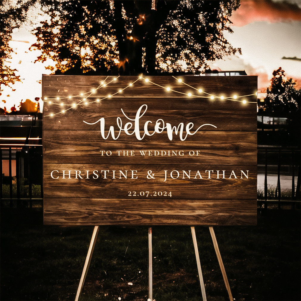 Welcome String Rustic Wood and String Lights - Welcome Sign – The Pleasant Pheasant ...