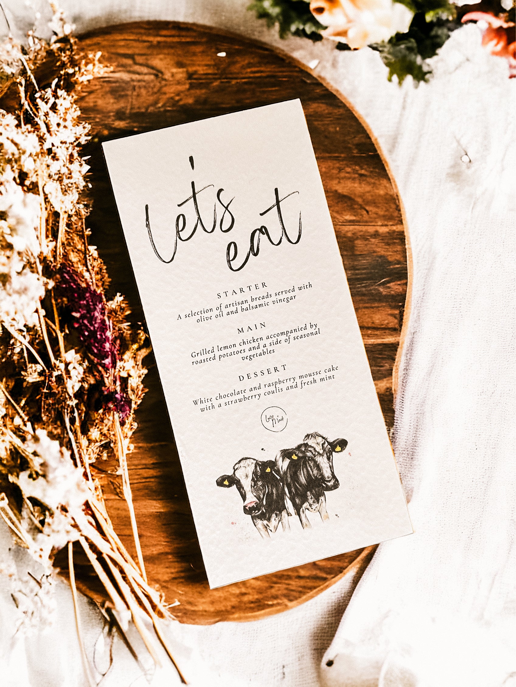 Menu (Holstein Friesian Dairy Cow)