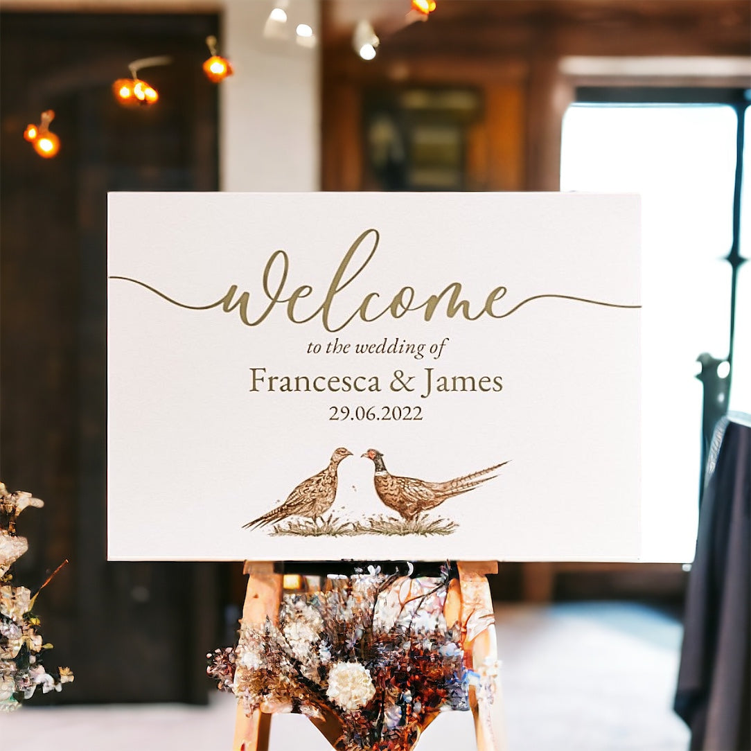 Game Bird wedding welcome sign