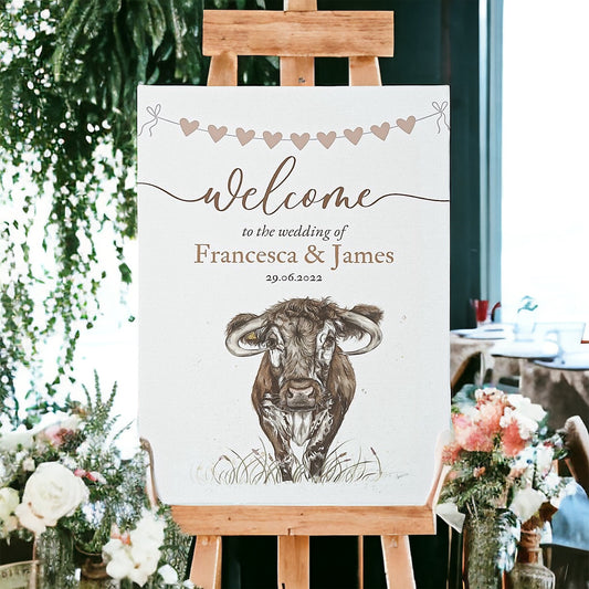 English Longhorn wedding welcome sign