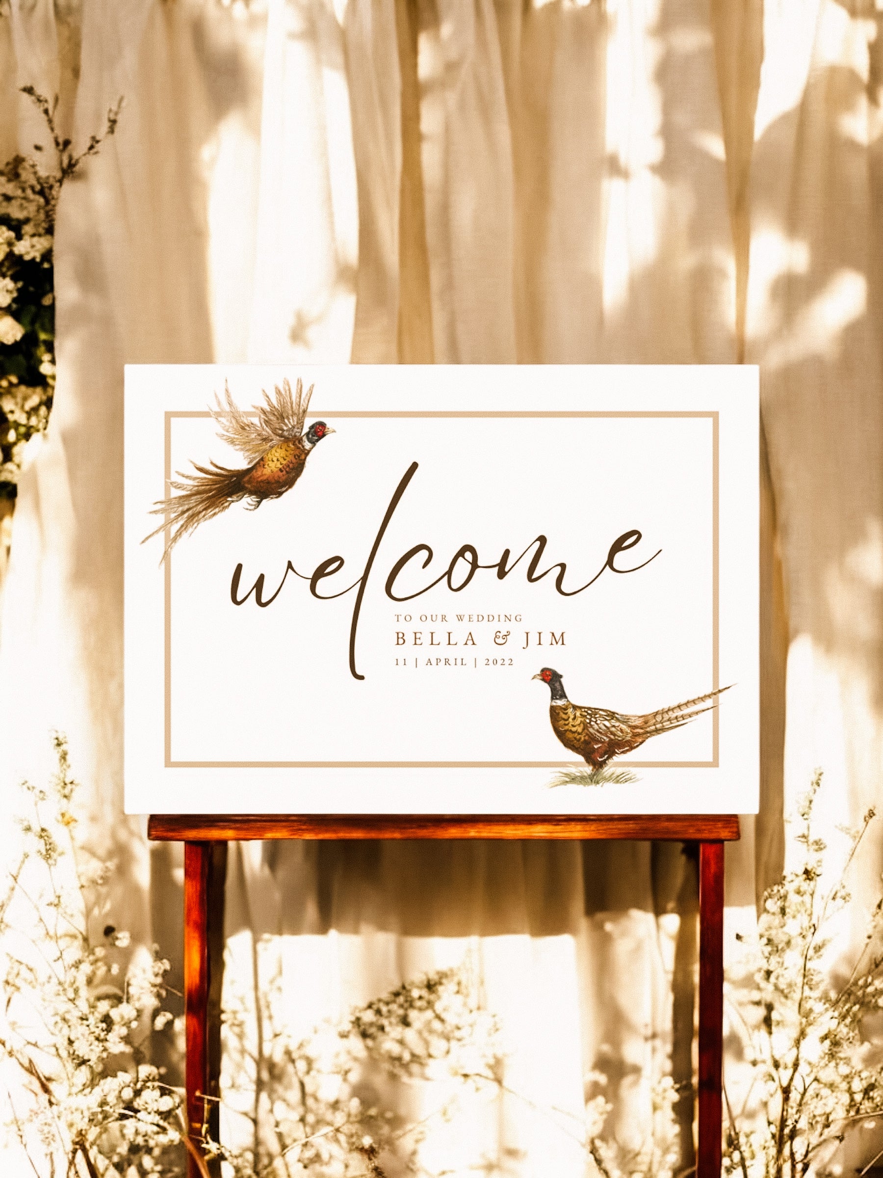 Two Pheasants Welcome Sign