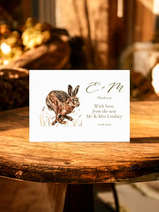 Hare Wedding Thank You Greeting Card