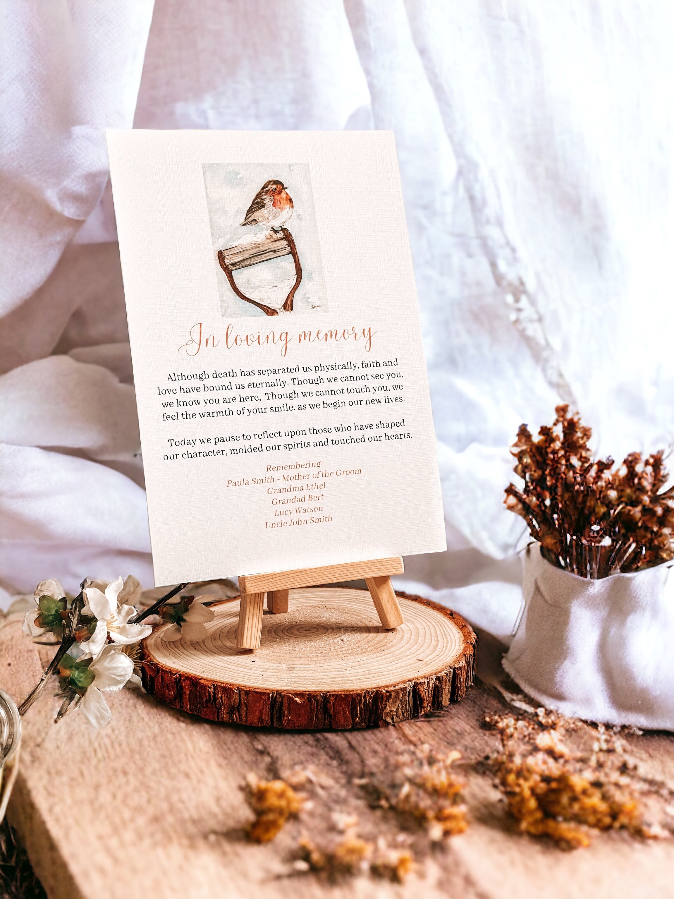 In loving memory, memorial sheet