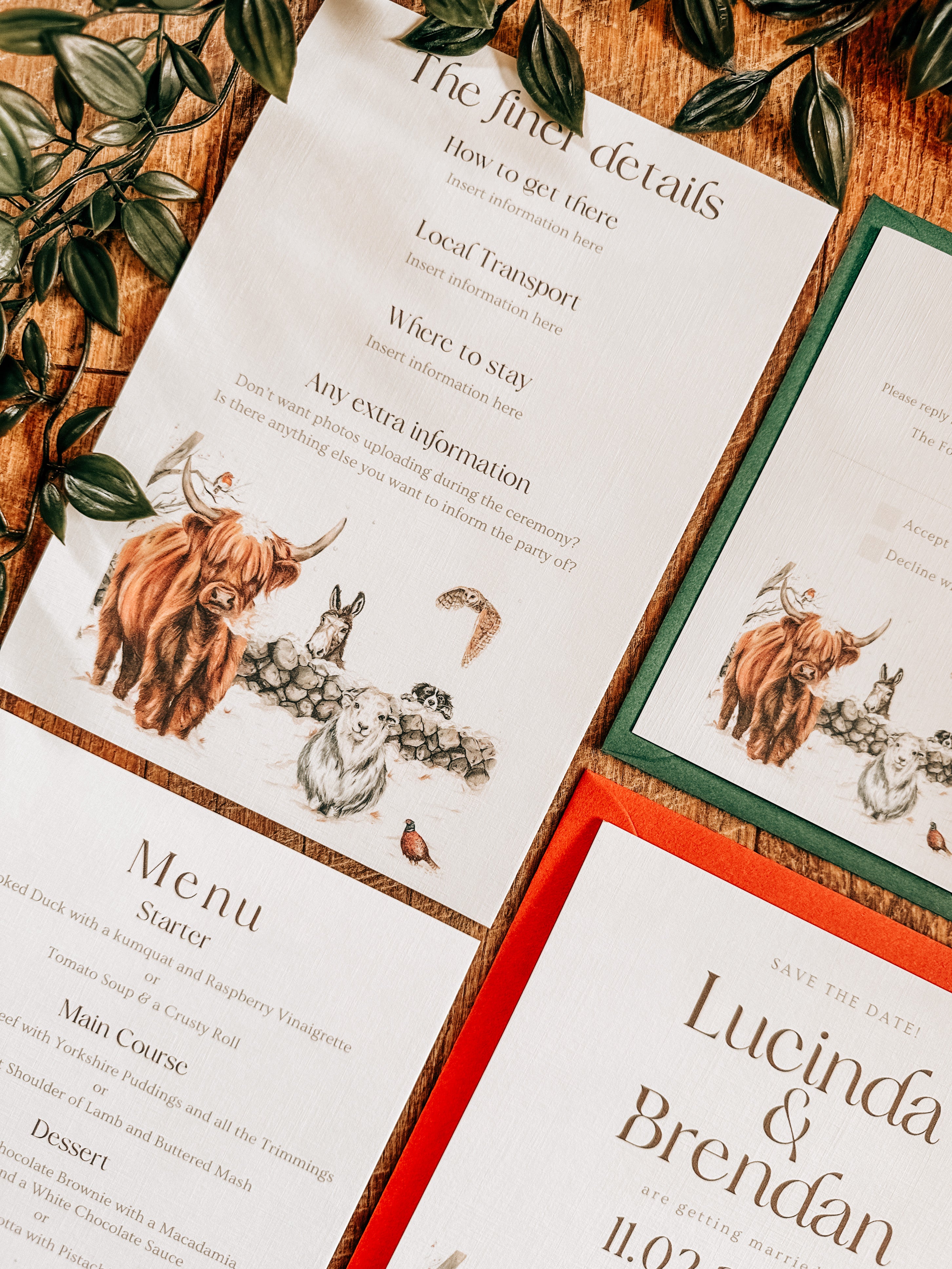 Winter Farm Scene - Full Range (Highland Cow, Collie, Donkey, Owl, Sheep and Pheasant)