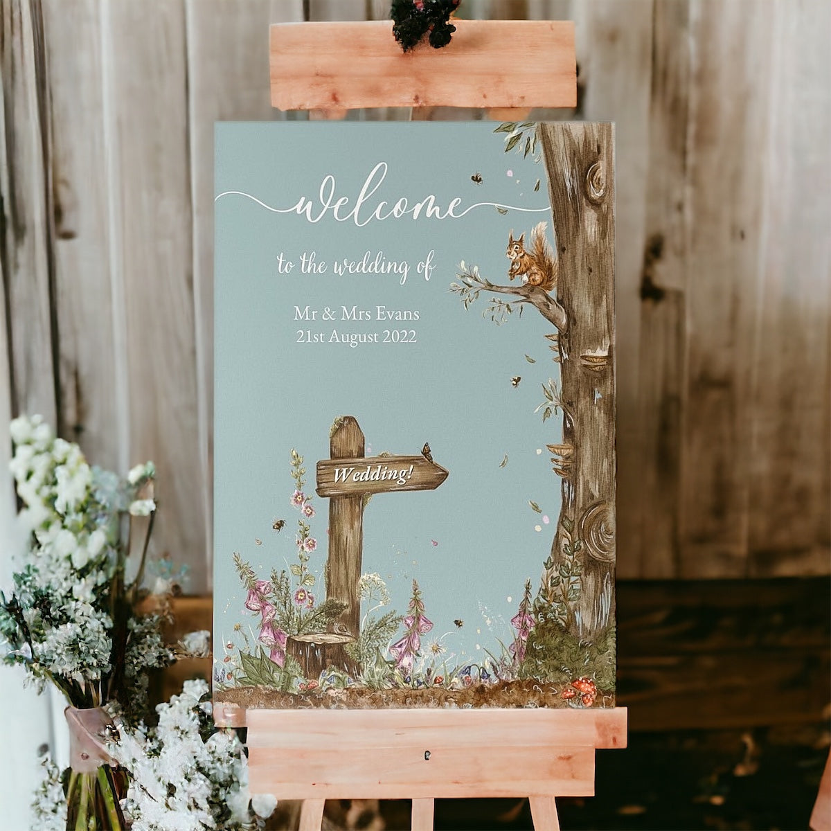 Rustic Signpost & Tree Welcome sign