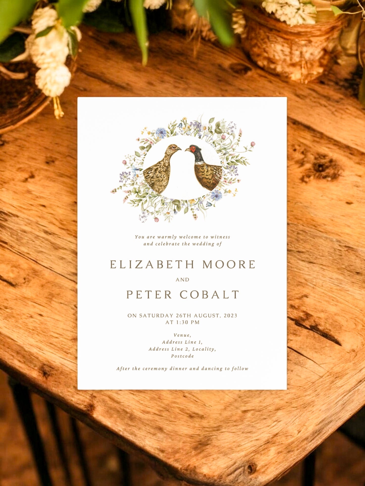 Peeking Wreath - Pheasant