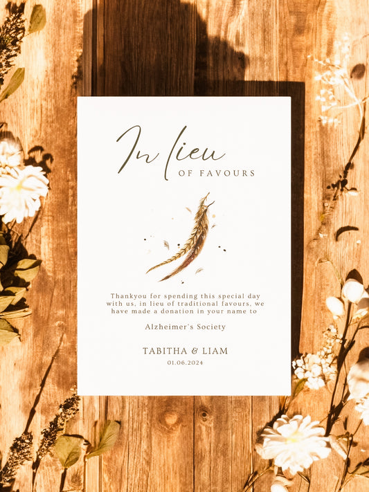 In Lieu of Favours - Wedding Sign