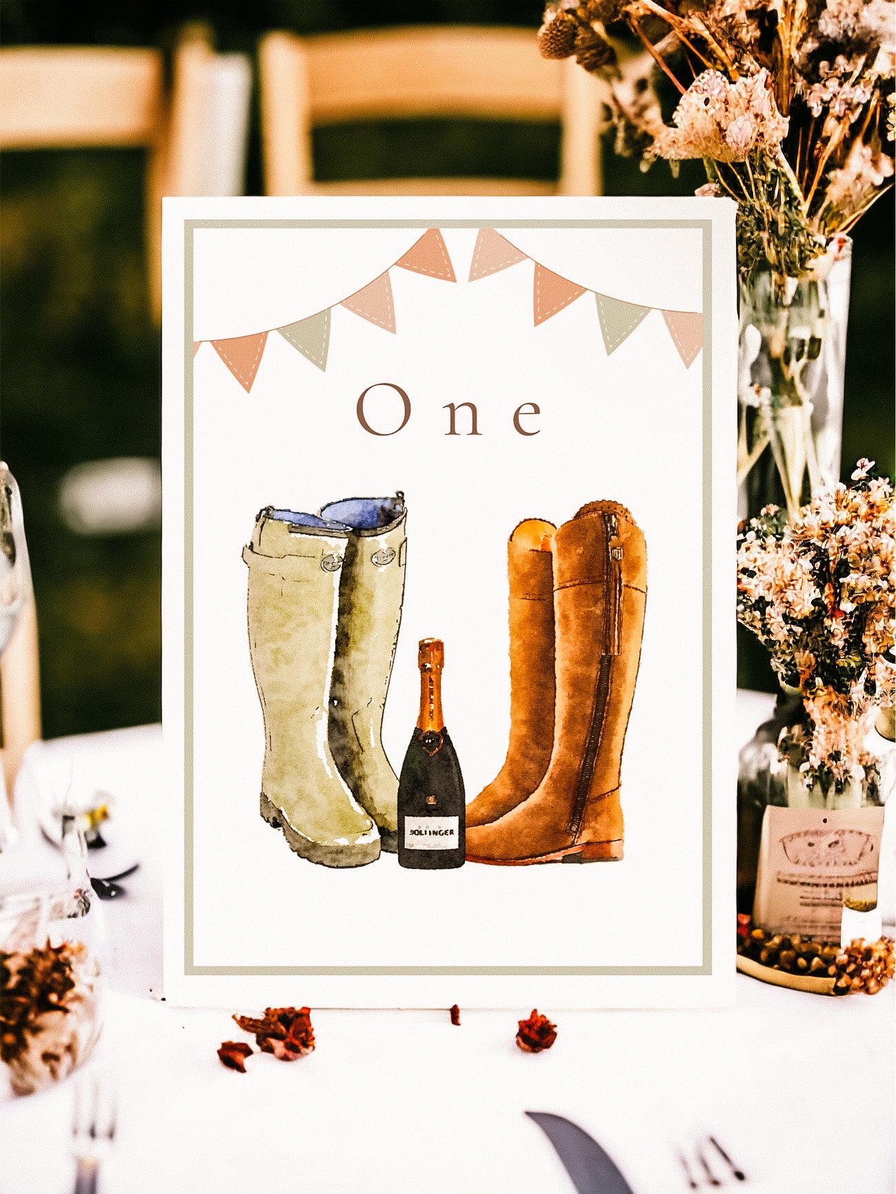 Wellies & Champagne Table Name & Lists