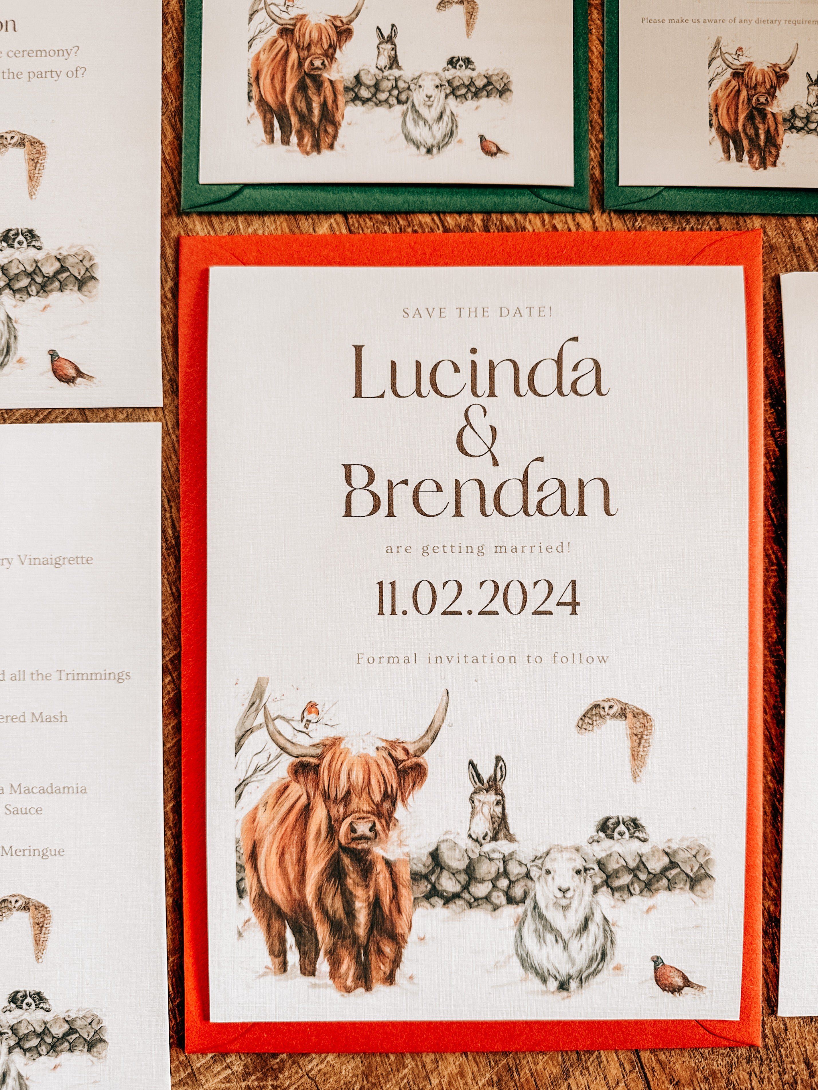 Winter Farm Scene - Full Range (Highland Cow, Collie, Donkey, Owl, Sheep and Pheasant)