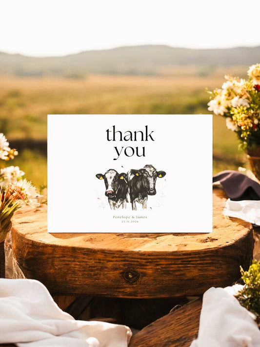 Dairy Cow Thank You Card (Holstein Friesian)