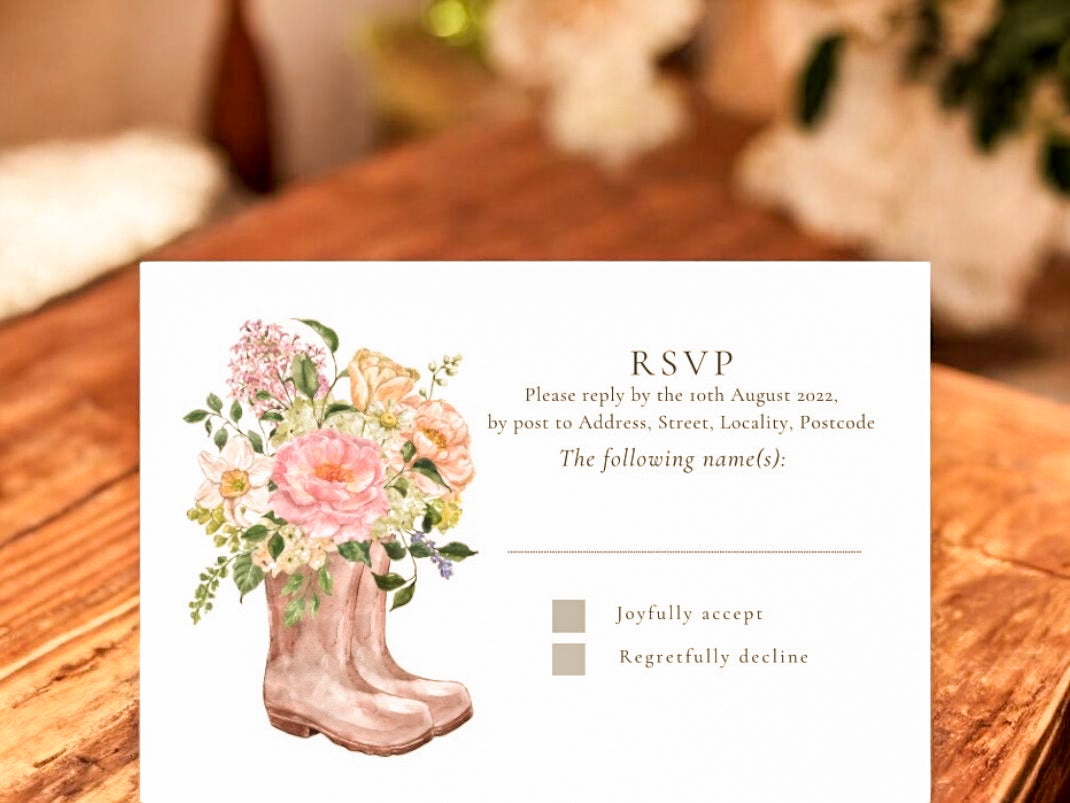 Pink Floral Wellies