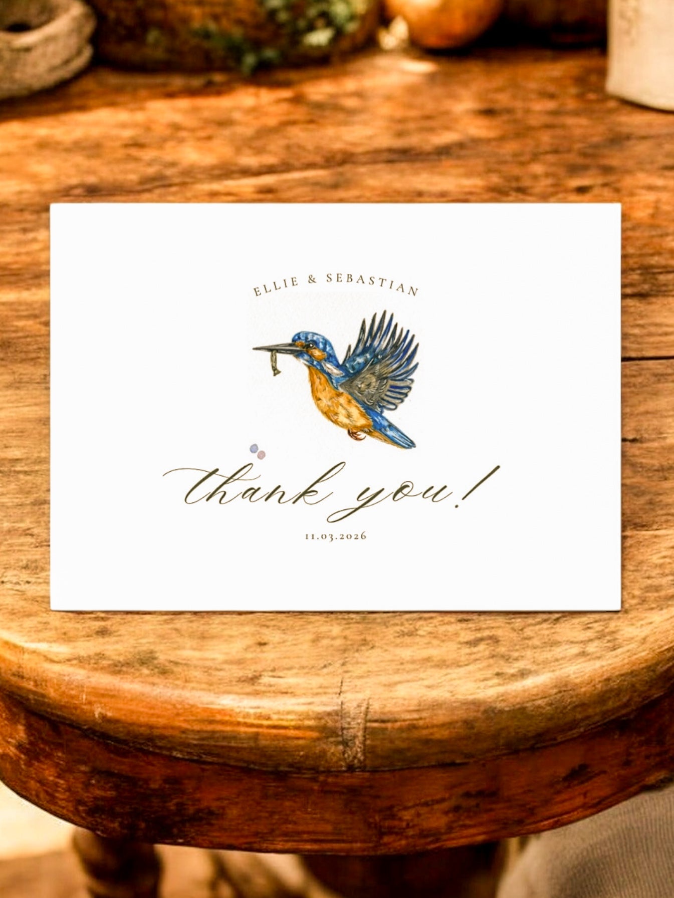Kingfisher Thankyou Card